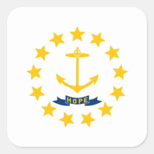 Adesivo Quadrado Rhode Islander Flag, Flag of Rhode Island