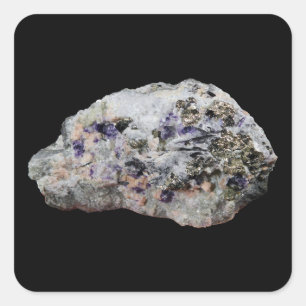 Adesivo Quadrado Rhodochrosita Pirita Fluorita Turmalina Cristal