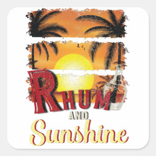 Adesivo Quadrado Rhum e Sunshine, Summer Lover Sunset Orange