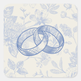 Adesivo Quadrado Rich Blue French Floral Toile Floral Bandas de Cas