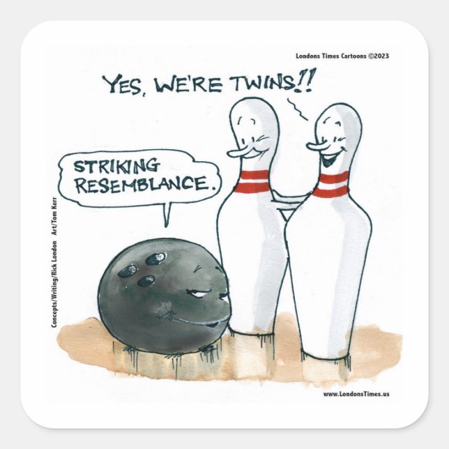 Adesivo Quadrado Rick London Cartoons Boliches engraçadas (Frente)