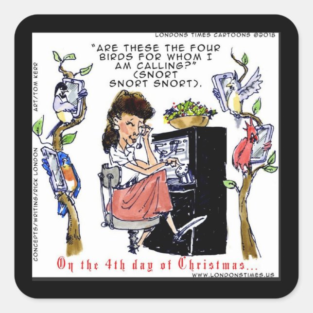 Adesivo Quadrado Rick London Ernestine Chamando Birds Xmas (Frente)