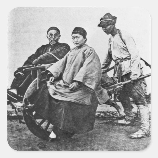 Adesivo Quadrado Rickshaw chinês, c.1870 (foto b/w) (Frente)