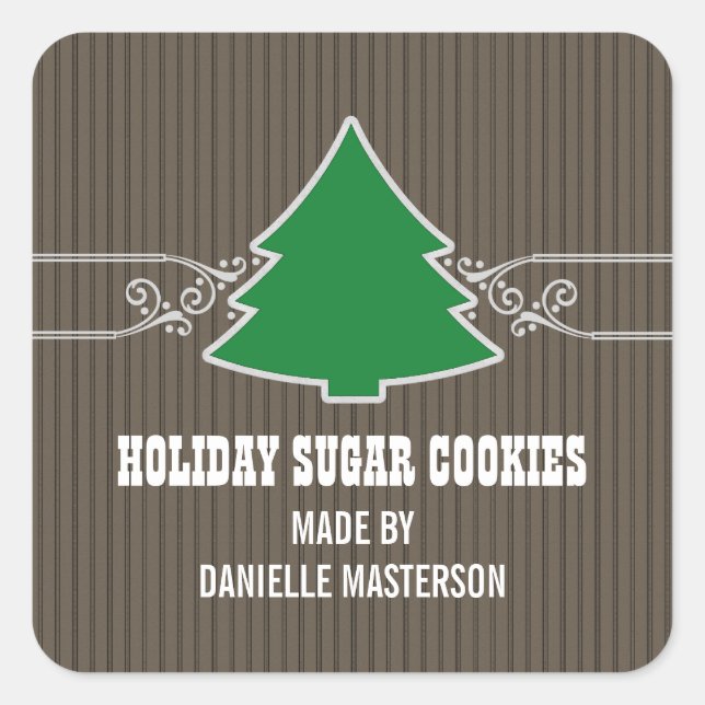 Adesivo Quadrado Rico de palhetas de árvores de Natal (Frente)