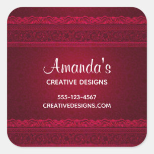 Adesivo Quadrado Rico e Na moda de fundo vermelho elegante