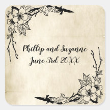 Rico Vintage Floral Casamento Envelope Selo