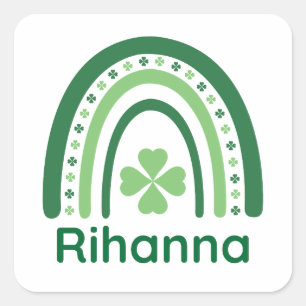 Adesivo Quadrado Rihanna Nome Clover Boho Arco-íris