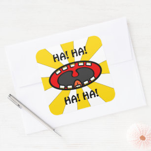 Adesivo Quadrado Rindo boca aberta (com dentes ruins, língua e úv