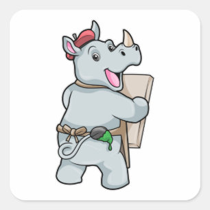 Adesivo Quadrado Rino em pintura com cores