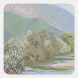 Adesivo Quadrado Rio Aniene Paisagem Deslumbrante Art Nouveau