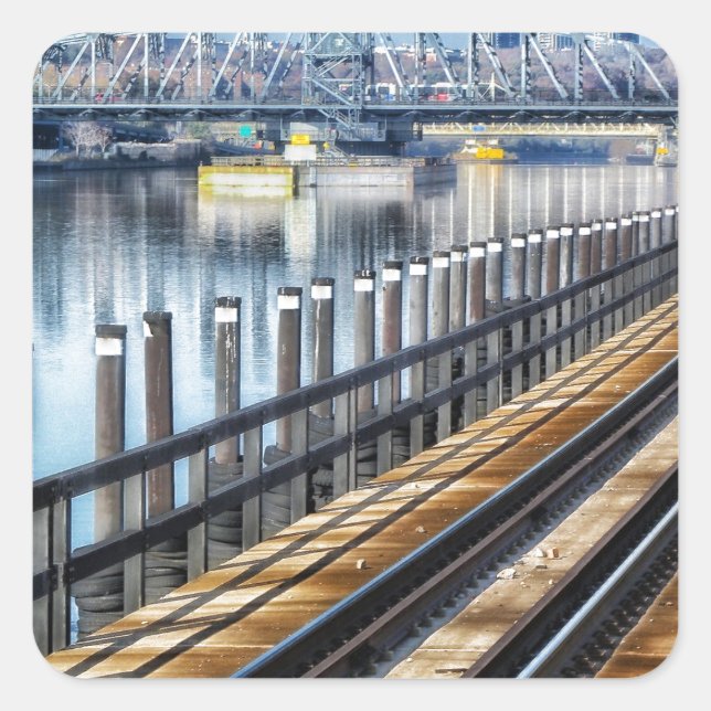 Adesivo Quadrado rio das construções bronx Nova Iorque (Frente)