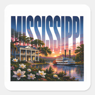 Adesivo Quadrado Rio Mississippi Patrimônio Charme Sulista