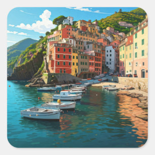 Adesivo Quadrado Riomaggiore, Cinqua Terra