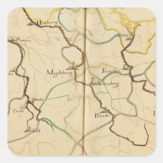 Adesivo Quadrado Rios e Vales da Alemanha (Frente)