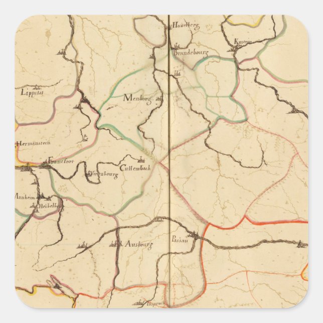 Adesivo Quadrado Rios e Vales da Alemanha (Frente)