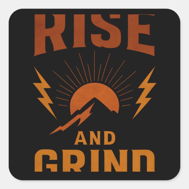 Adesivo Quadrado Rise and Grind – Early Morning Hustle Fitness (Frente)