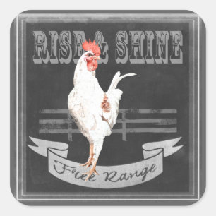 Adesivo Quadrado Rising & Shine Rooster