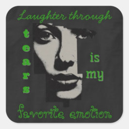 Adesivo Quadrado Risos através de lágrimas, vinheta quadrada