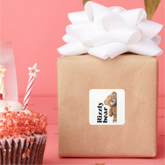 Adesivo Quadrado Rizzly cute teddy bear design funny quote