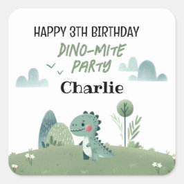 Adesivo Quadrado Roarsome Dino Birthday