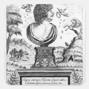 Adesivo Quadrado Robert Herrick, gravado pelo artista