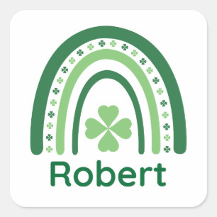 Adesivo Quadrado Robert Nome Clover Boho Arco-íris