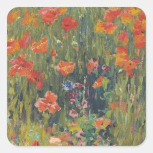 Adesivo Quadrado Robert Vonnoh Papoulas Vermelhas 1888 Arte Impress