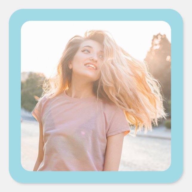 Adesivo Quadrado Robin Egg Blue Border Photo (Frente)