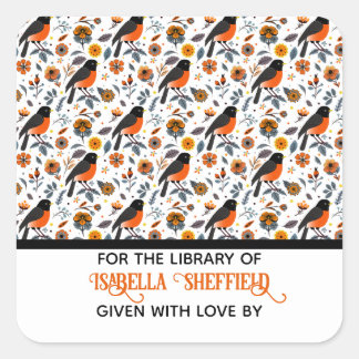 Adesivo Quadrado Robins E Flores