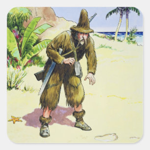 Adesivo Quadrado Robinson Crusoe, das "espreitadelas no passado",