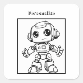 Adesivo Quadrado Robô a cores