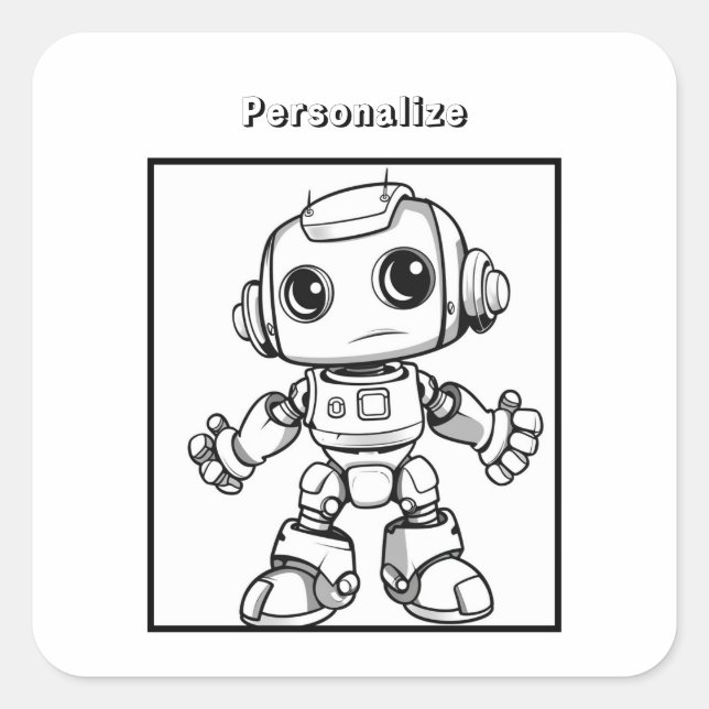 Adesivo Quadrado Robô a cores (Frente)