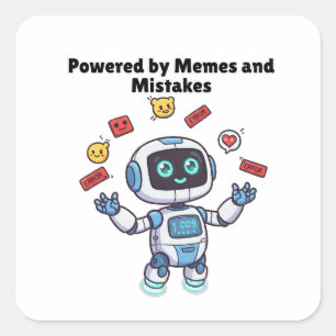 Adesivo Quadrado Robô acionado por Memes e Erros
