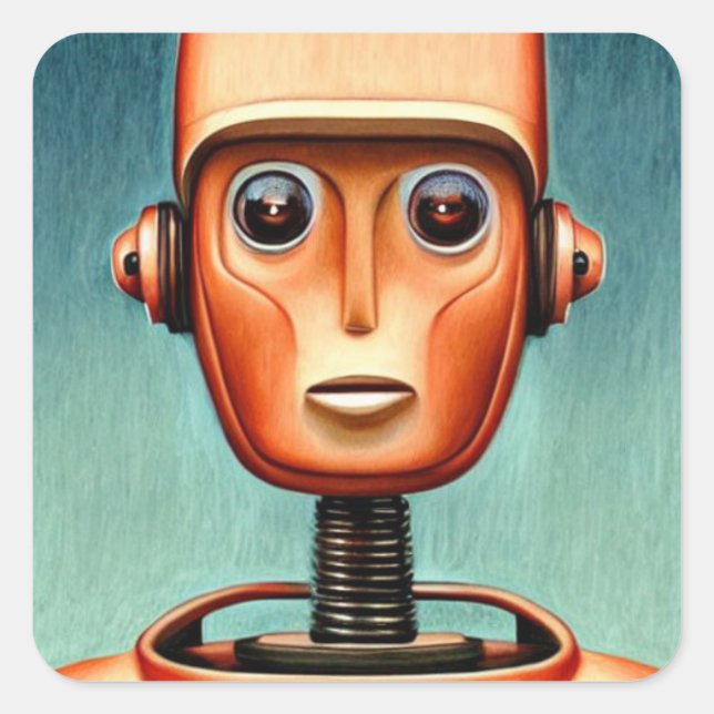 Adesivo Quadrado Robô Cute (Frente)