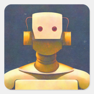 Adesivo Quadrado Robô Retro