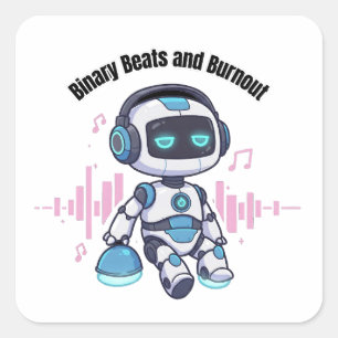 Adesivo Quadrado Robot Binary Beats e Burnout