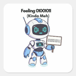 Adesivo Quadrado Robot Feeling 01001011 (Kinda Meh)