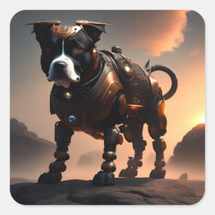Adesivo Quadrado Robot Staffordshire Bull Terrier, Stickers