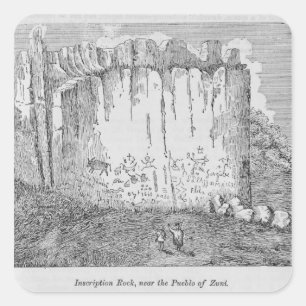 Adesivo Quadrado Rocha da inscrição, perto do povoado indígeno d
