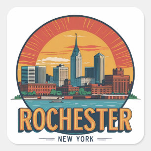 Adesivo Quadrado Rochester City Skyline Nova York EUA