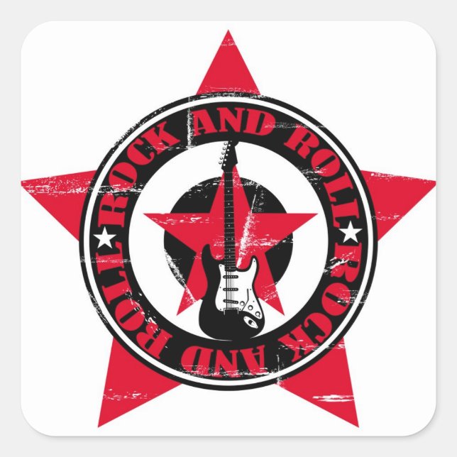Adesivo Quadrado Rock and Roll (Frente)
