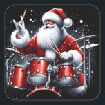 Adesivo Quadrado Rock and Roll Christmas com Papais noeis<br><div class="desc">Papais noeis lideram a comemoração do feriado,  batendo em músicas rochosas clássicas infundidas com espírito natalício para diversão animada e festiva.</div>