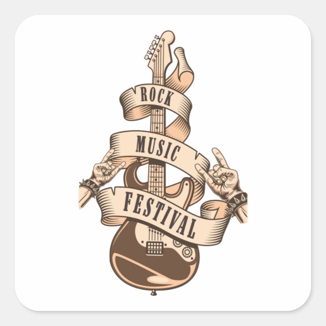 Adesivo Quadrado Rock And Roll Classic (Frente)