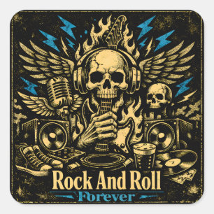 Adesivo Quadrado Rock And Roll Para Sempre – Orgulho Eterno da Músi