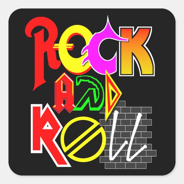 Adesivo Quadrado Rock and Roll Sticker (Frente)