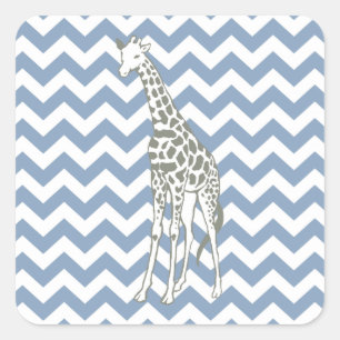 Adesivo Quadrado Rock Blue Safari Chevron com Pop Art Giraffe