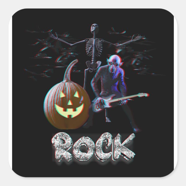 Adesivo Quadrado Rock do Halloween 3D (Frente)