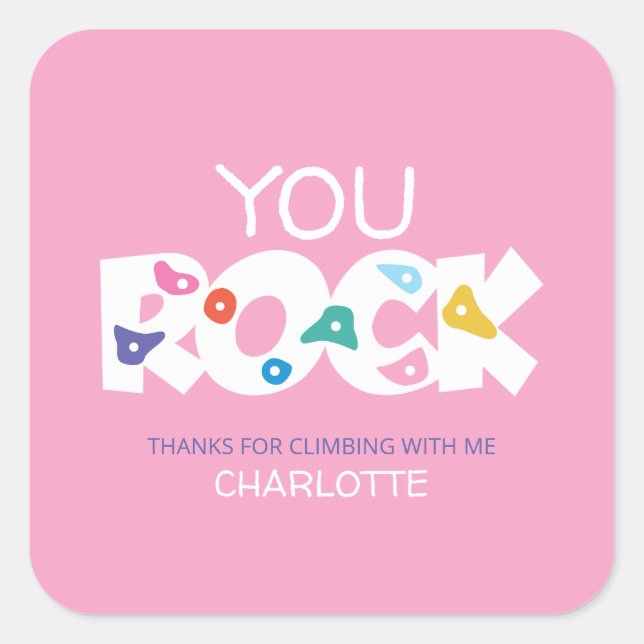Adesivo Quadrado Rock Escalando Obrigado Sticker (Frente)