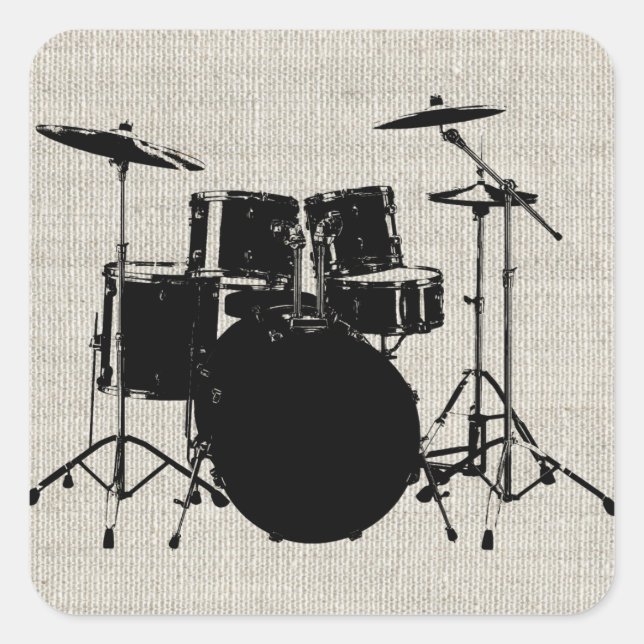 Adesivo Quadrado Rock n Roll Drums (Frente)