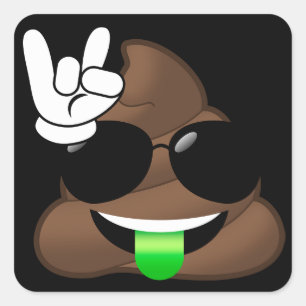 Adesivo Quadrado Rock On Emoji Poop